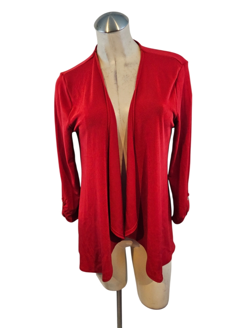 Red Open-Front Women's Cardigan Sweater